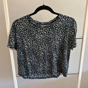 Current/Elliott Animal Print Short Sleeve Tee - Black and White
